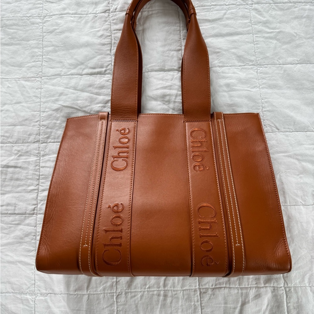 Chloé Medium Woody Brown Leather Tote Bag